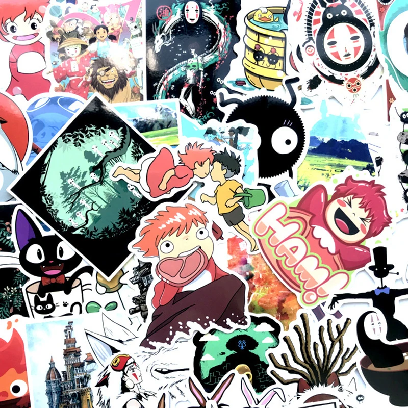 

100Pcs Miyazaki Hayao Classic Japanese Anime Sticker For Bike Laptop Book Wall Motorcycle Skateboard Guitar Cartoon Stickers F2