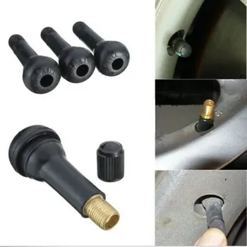 

10 Pcs Auto Car Vehicle TR-414 Copper Snap-In Tire Tyre Valve Caps Short Rubber