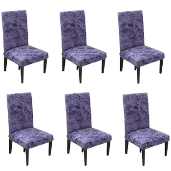 

New-6 x Stretch Removable and Washable Polyester Dining Room Chair Covers Set Banquet Slipcover Protector Folding Decoration for