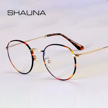 SHAUNA-gafas clásicas Anti luz azul, montura de diseñador de marca, montura óptica de Metal redonda, a la moda, para ordenador 1