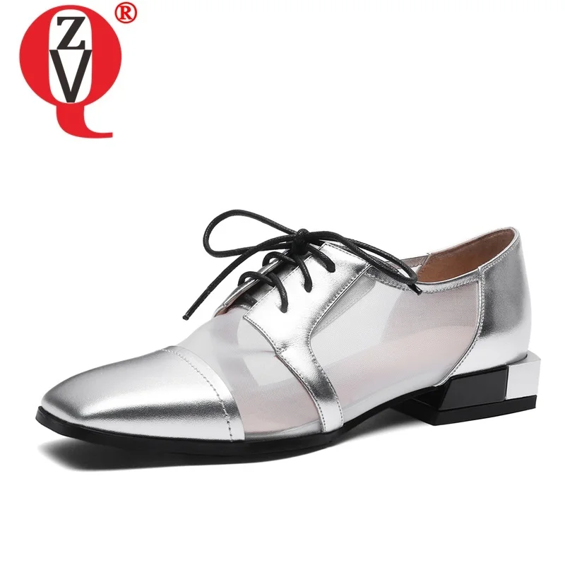 

ZVQ spring new concise casual women flats outside cross-tied square toe genuine leather women shoes drop shipping size 33-40