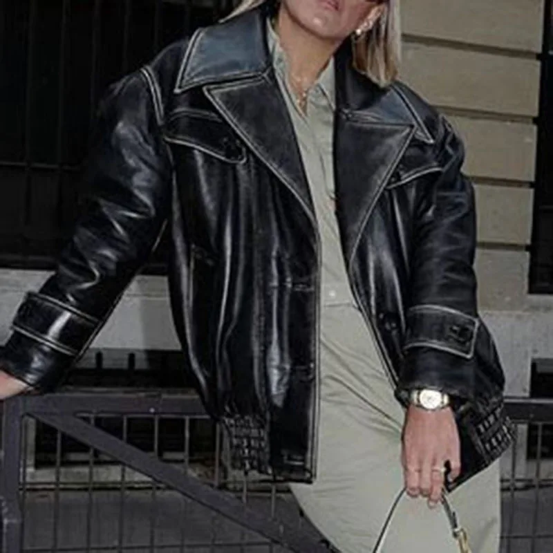 Зимние байкерские короткие куртки Katara женские модные пальто из искусственной