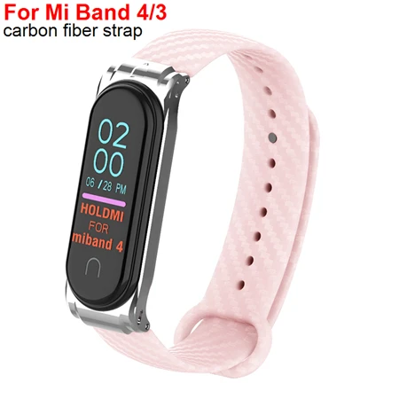 For Miband 4 3 Цветной силиконовый ремешок mi Band 4 3 для mi Band 4 3 браслет из углеродного волокна для Xiaomi mi band 4 удлиненный спортивный ремешок mi Band 2 - Цвет: For Miband 4 3