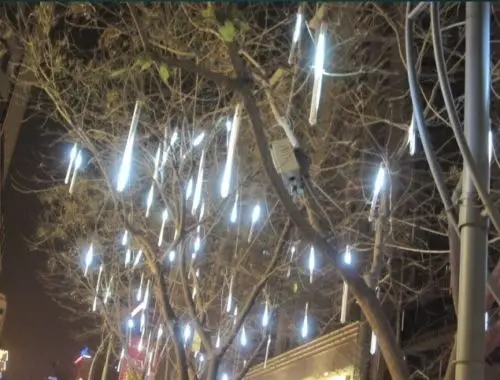 Романтический метеоритный дождь белый 30 см 8 трубок 144LED лампа в форме новогодней елки вечерние украшения