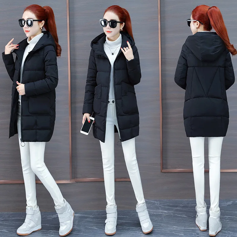 

Cotton-padded Clothes Women's Mid-length Winter 2018 New Style Loose Cotton Coat Korean-style Women's Casual Hooded Coat Fashion