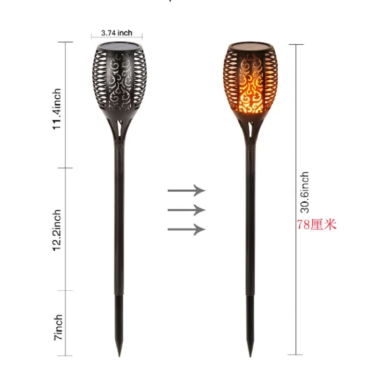 Солнечный IP65 Водонепроницаемый светодиодный уличный декоративный ландшафт свет пламени мигающий Газон Свет танцующий свет пламени