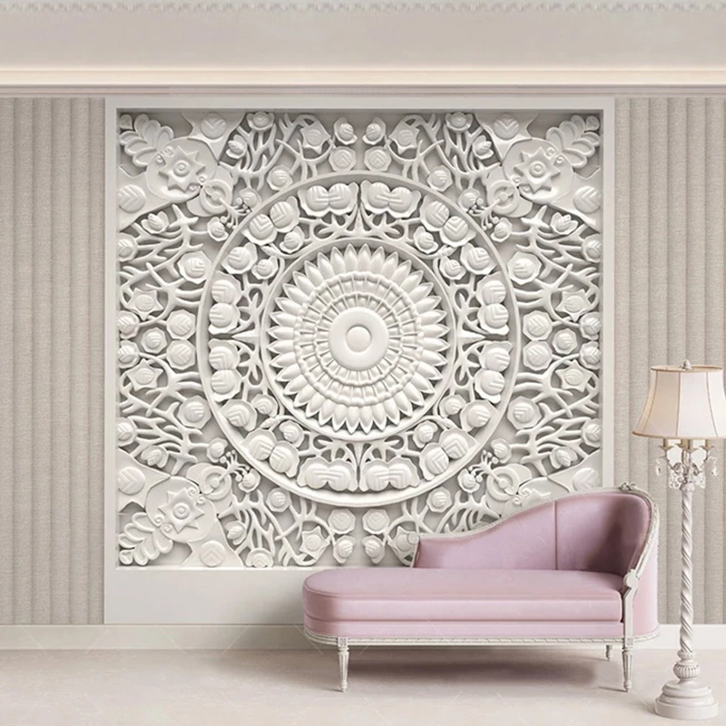 Kustom 3d Wallpaper Gaya Eropa Gypsum Putih Bunga Foto Mural Dinding Ruang Tamu Kamar Tidur Latar Belakang Lukisan Dinding 3d Fresco Wallpaper Aliexpress