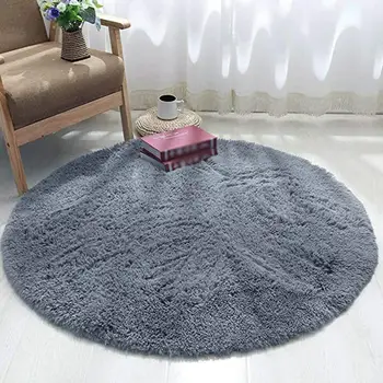 

Household Plush Round Rug Carpets Kids Room Living Room Bedroom Carpet Foot Pad Yoga Mat Christmas Decoration