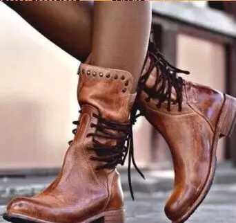 

1-3cm personalized round head stitching Knight boots, size 43