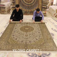 YILONG 6'x9' турецкий Шелковый ковер vantage бежевый античный персидский ковер ручной работы(YJH251A