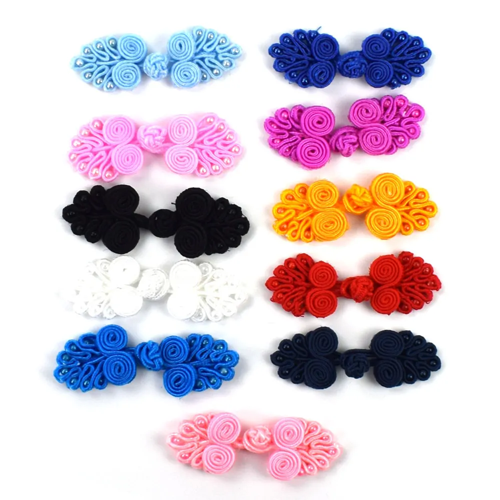 

10 Pairs Handmade Beaded Chinese Frog Closures Buttons Knot Fastener for Cheongsam Tang Suit Traditional Handcraft Decor Button
