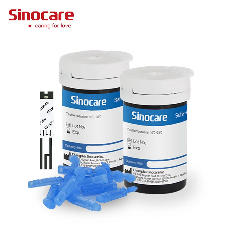 Sinocare безопасный Accu тест полоски для глюкозы в крови ланцет сбора 50 шт. измеритель