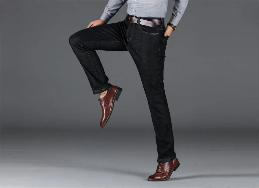 DAISHU бархатные новые модные прямые джинсы мужские уличные повседневные однотонные брюки черные мужские брендовые Базовые Брюки Большие размеры 28-44