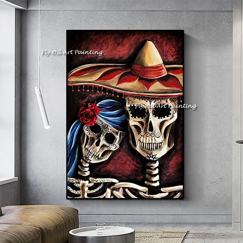 

Handmade Van Gogh Abstract Color Skeleton Oil Painting Uhomate Jack Sally Wall Art Picture Home Cuadros Decor Halloween Gift