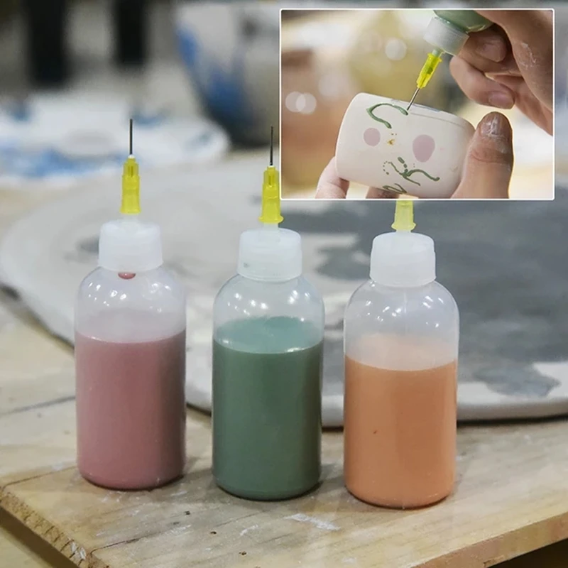 Pottery Tools 3Pcs/Set Ceramic Art Squeeze Mud Bottle Point Line Texture Effect Creative Decorative DIY Pottery Accessories Tools