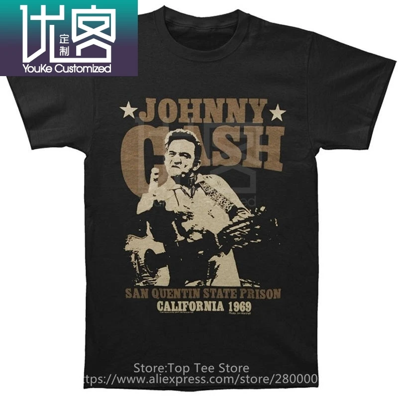 Online T Shirt Printing Johnny Cash San Quentin Stars O-Neck Short Sleeve Best Friend Shirts For Men |