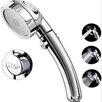 Bathroom 3 Modes Adjustable Shower Head High Pressure Water Saving Nozzles Sprayer One Key Stop Water Showerhead Jetting Shower 1