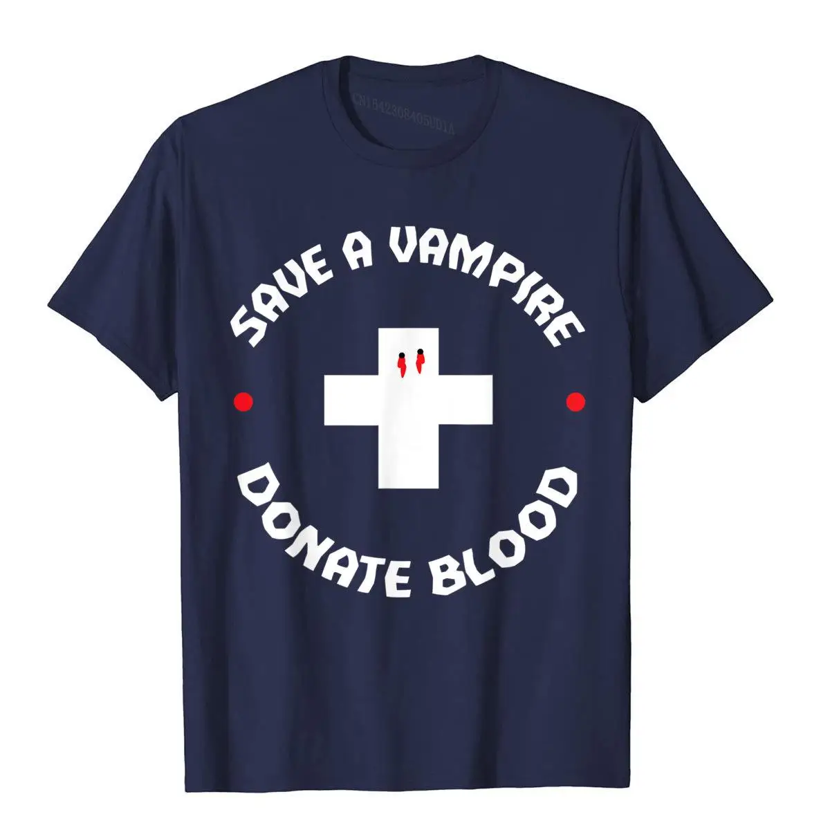 Save A Vampire Donate Blood Funny Halloween T-Shirt__B12489navy