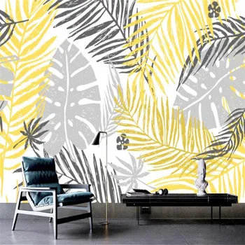 

Custom wallpaper mural custom nordic minimalist banana leaf golden coconut tree background wallpaper mural