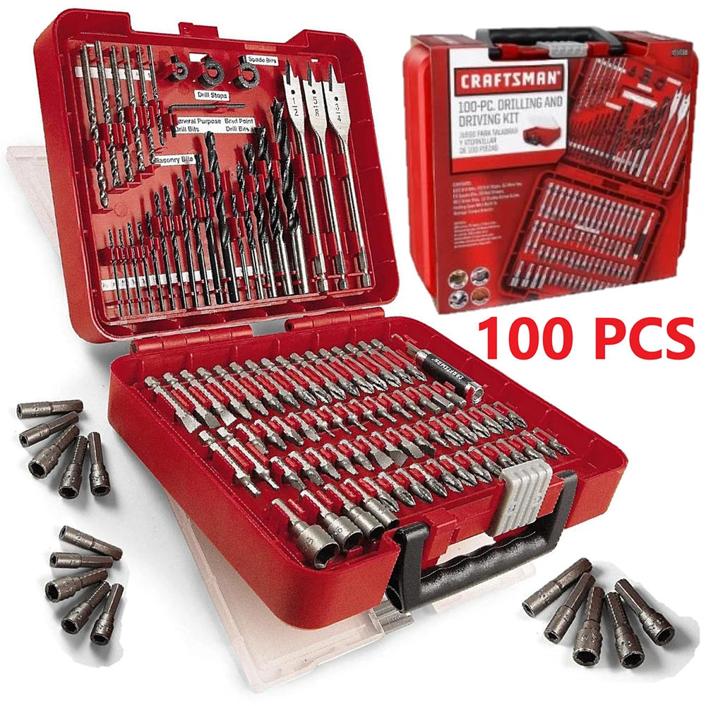 

Mechanic Accessory Kit Mechanic Tool Set Polished Combo Ratchets Case For Use On Wood Metal Plastic And Masonry 100 pcs