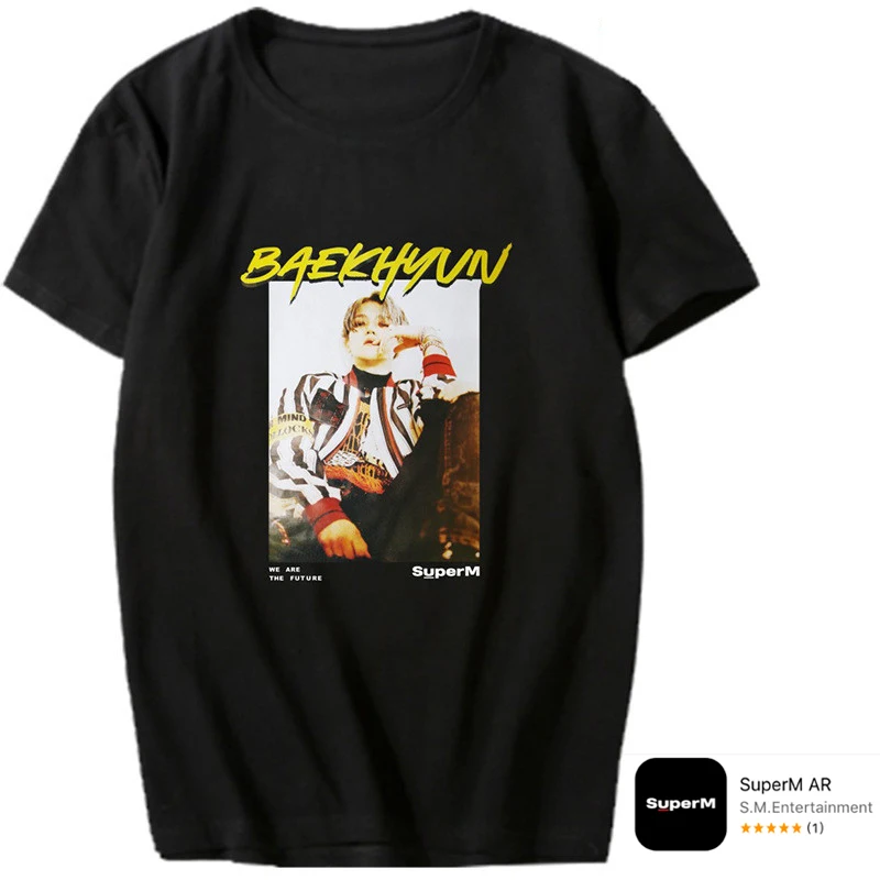 Новинка Футболка Kpop SuperM AR BAEKHYUN KAI MARK TAEMIN TEN TAEYONG LUCAS футболка с круглым вырезом и