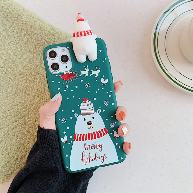 8572DG Lovebay чехол для телефона с рождественским рисунком для iPhone 6 6s 7 8 Plus 11 Pro X XR XS Max Снеговик 3D лось Санта Клаус Мягкий ТПУ силиконовый чехол-накладка - Цвет: 8572DG