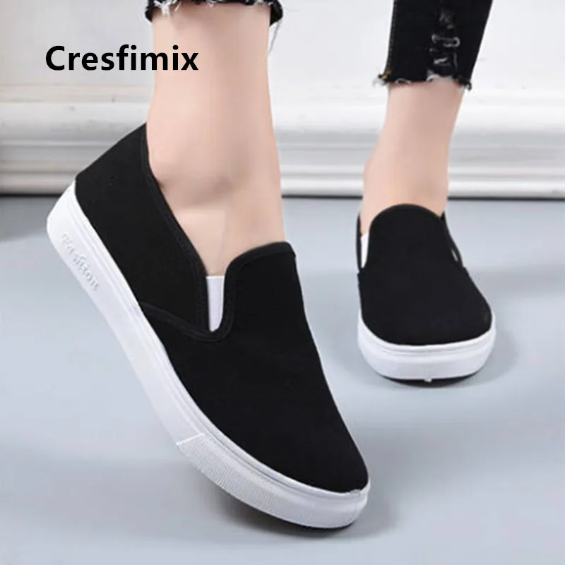 Cresfimix Женская Повседневная однотонная парусиновая обувь на плоской подошке
