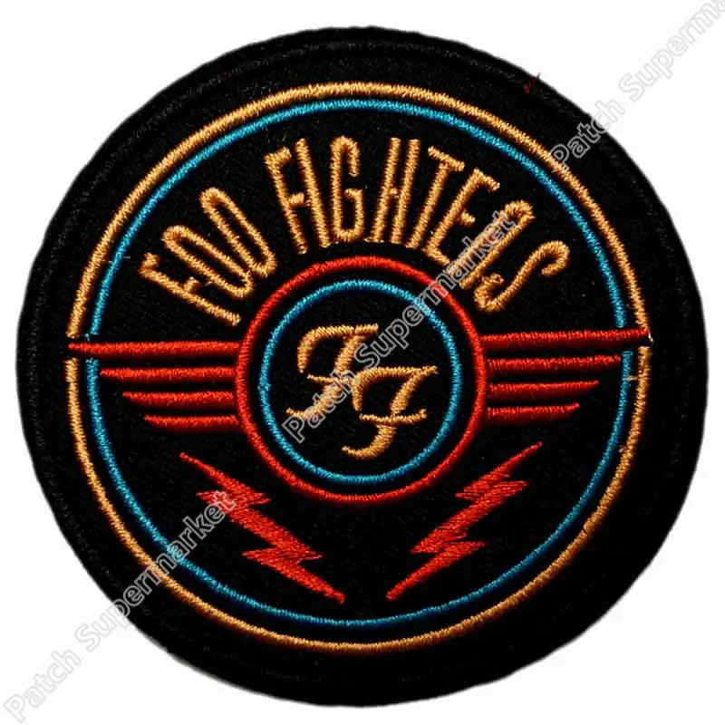 Foo Fighter Official Red Black Embroidered Round Circle Iron On Patch Badge 