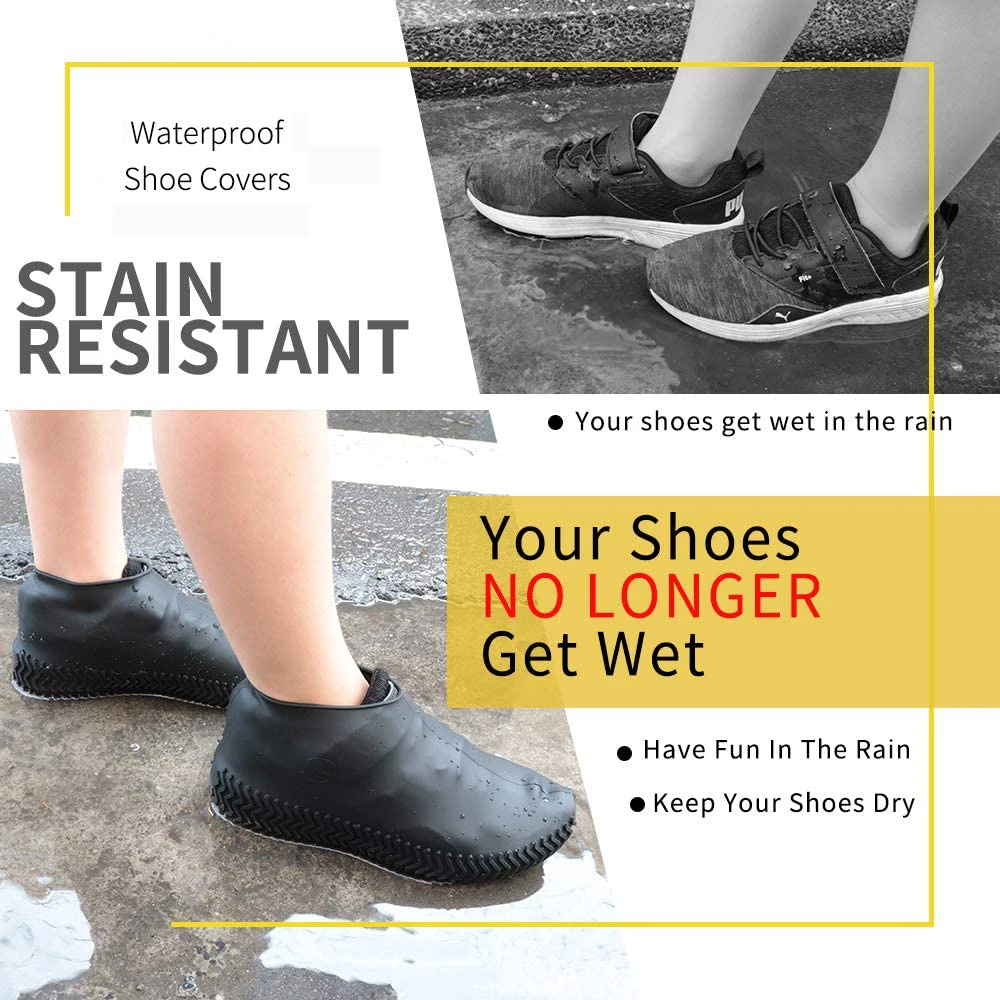 Waterproof Shoes Covers Environmental Protection Reusable Anti-Slip Motorcycle Rain Boot Soft Cover Silicone Elastic-2