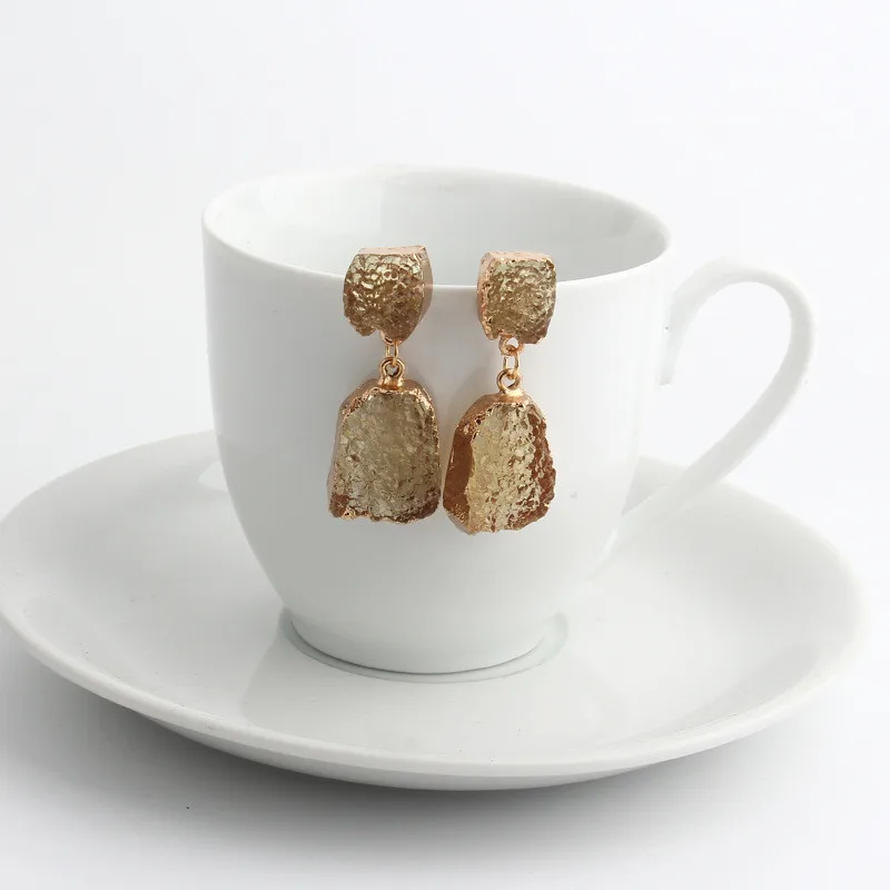 Hot Vintage Stone Druzy Resin Earrings Irregular Geometric Drop Earrings For Women Jewelry Statement Gifts For Women Accessories (11)