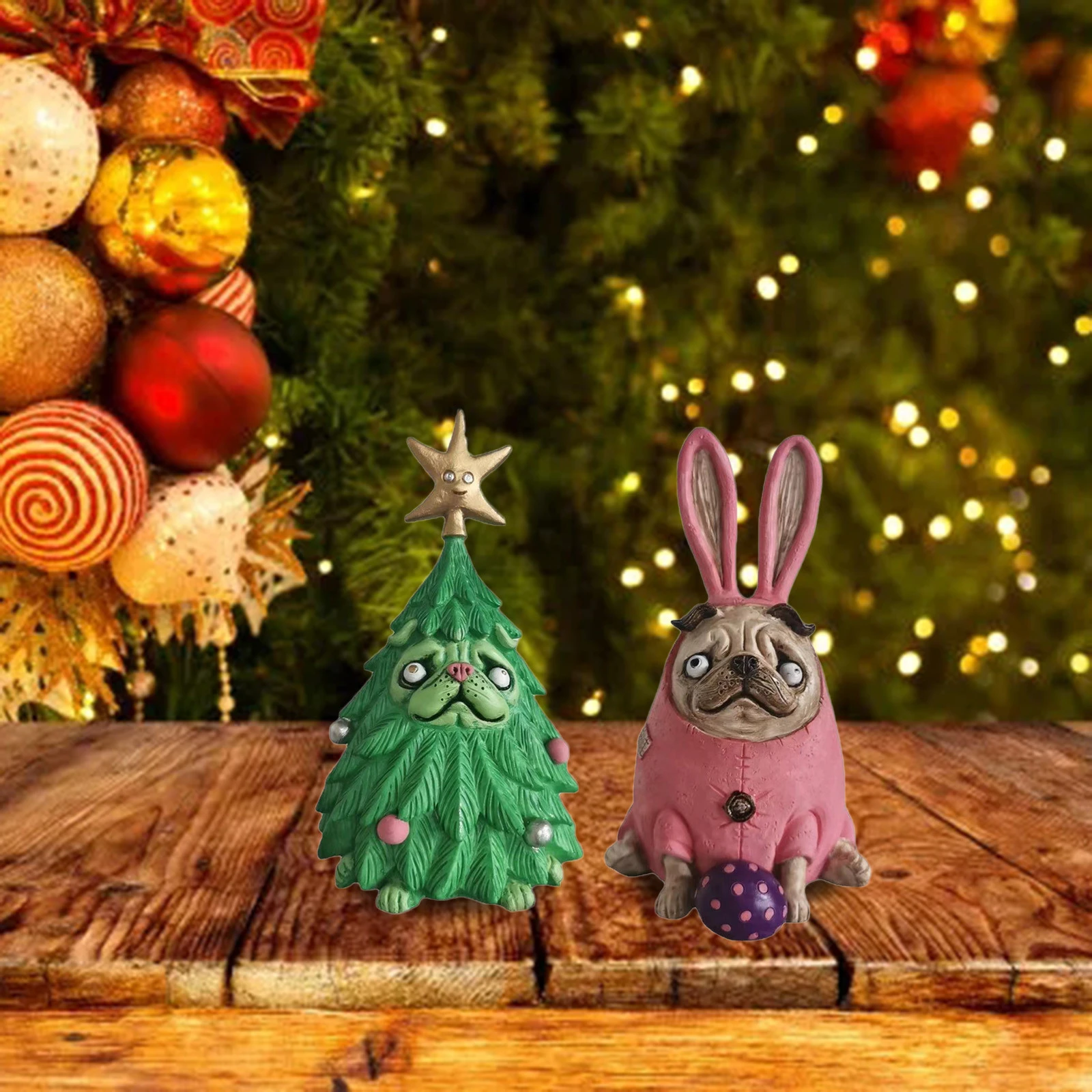 Rabbit Dog Pug Christmas Tree Doll Decorations Home Holiday Decorations Home Holiday Decorations Christmas Tree Dog 8 Figurines Miniatures Aliexpress