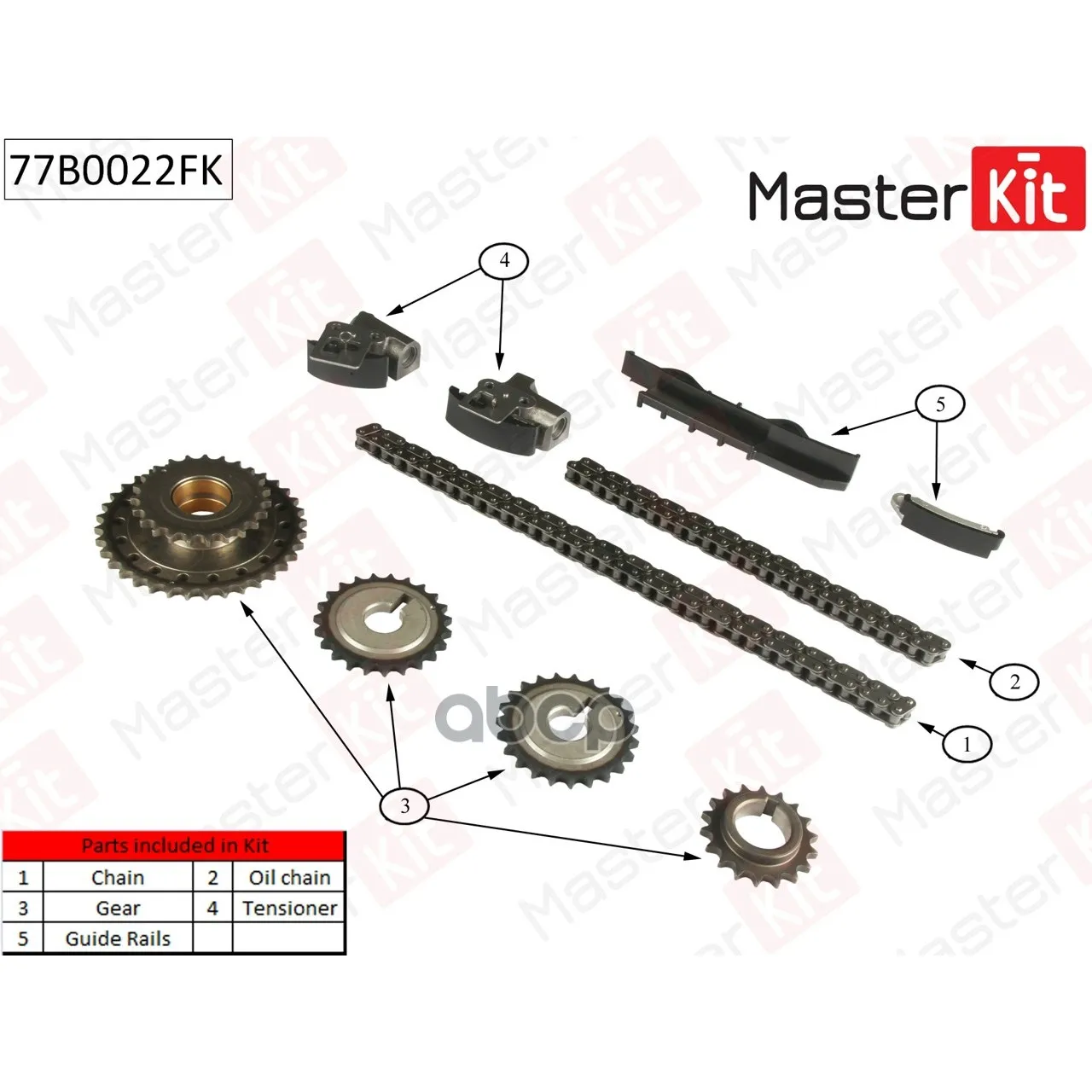Комплект Цепи Грм Nissan Micra Ii 1.0 I 16v Cg10de/Cga3de 92-02(Co Звездочками) MasterKit арт. 77B0022FK