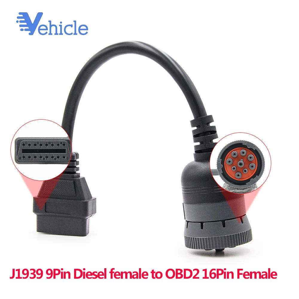 Высокое качество J1939 9Pin Дизель Женский OBD2 16Pin Женский адаптер автомобильного диагностического инструмента конвертер Кабель