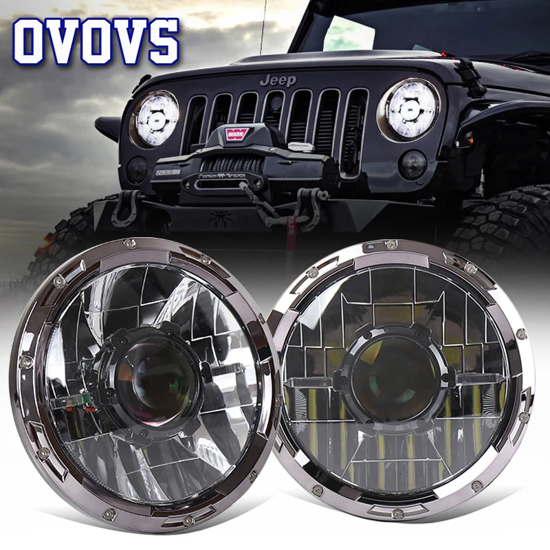 Funlove 7 inch Laser Headlight with LED Laser Combo Driving Lights for Jeep Wrangler JL JK TJ CJ Hummer Motorcycle Offroad Vehicles 