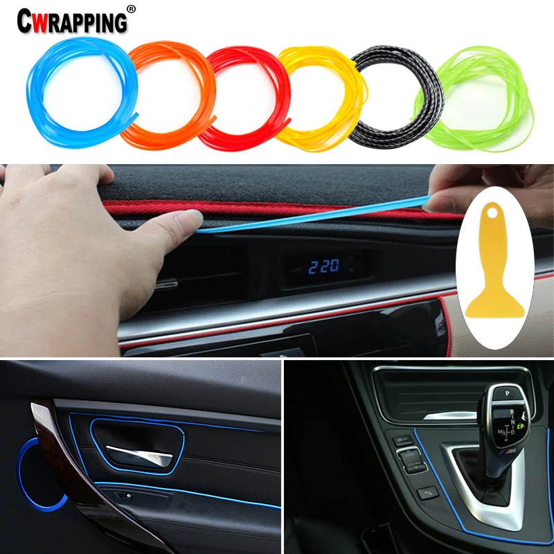 

Universal Car Interior Mouldings Trims Decoration Line Strips Car-styling Door Dashboard Air Outlet Decorative Sticker 6 Colors