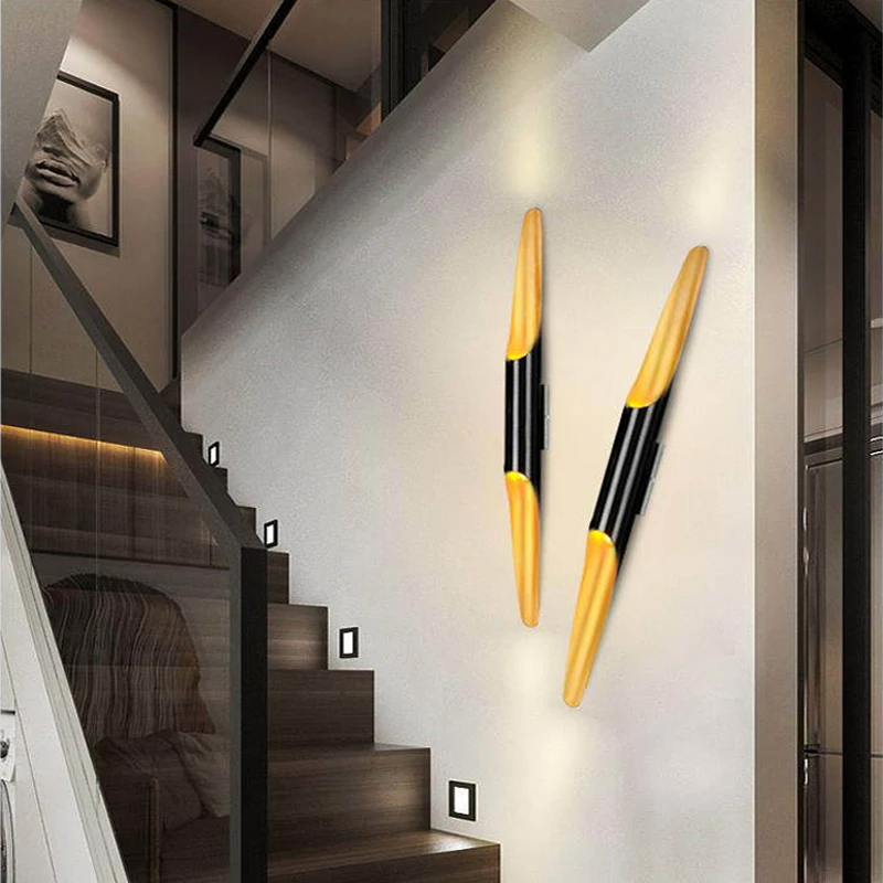 Modern Minimalist Led Wall Lamp for Bedroom Living Room Sofa Background Long Strip Black White Gold Sconce Light Indoor Fixture