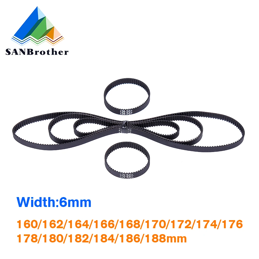 3D Printer Parts GT2 Closed Loop Timing Belt Rubber 2GT 6mm 160 162 164 166 168 170 172 174 176 178 180mm Synchronous Belts Part toaiot impresora 3d belt closed loop rubber gt2 timing belt 2gt 6 length 618mm synchronous belts принтер 3d printer