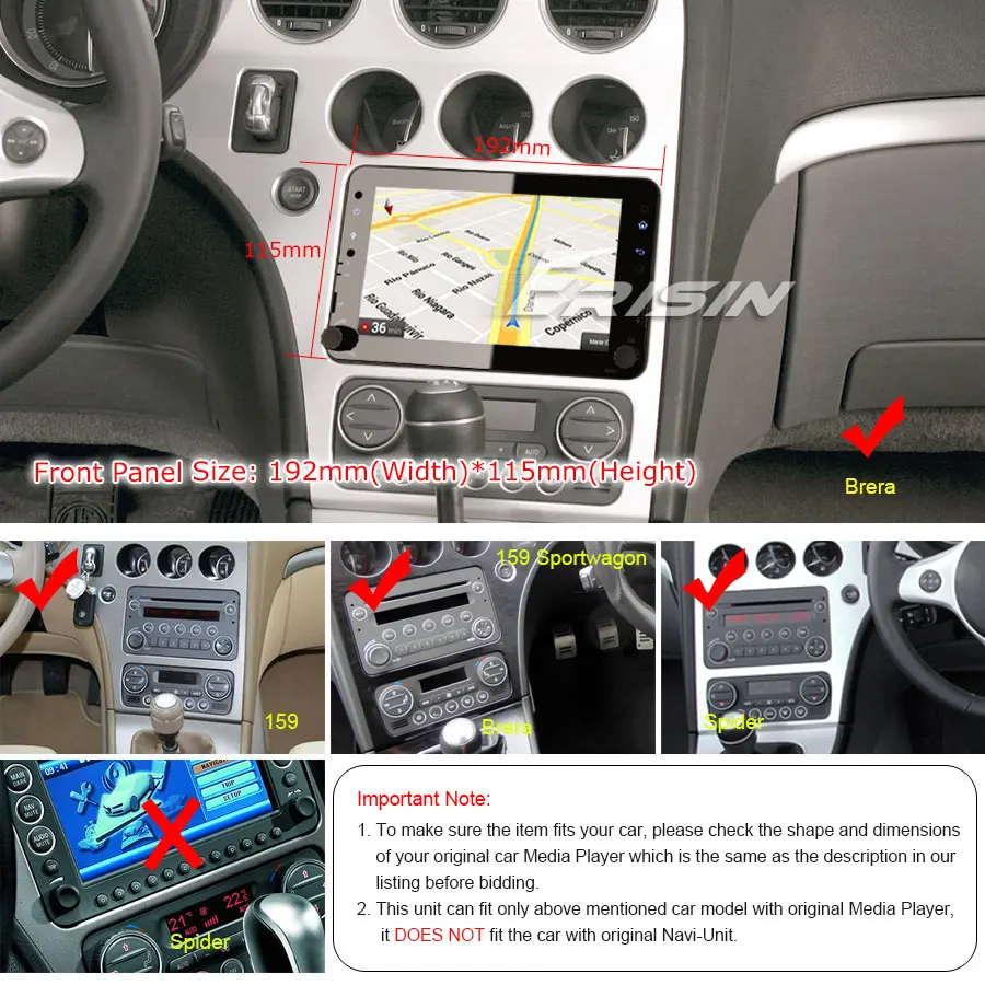 Clearance 7" Android 9.0 Pie OS Car Multimedia GPS Radio for Alfa Romeo Spider 2006+ & Brera 2006+ & 159 2005+ & 159 Sportwagon 2005+ 3