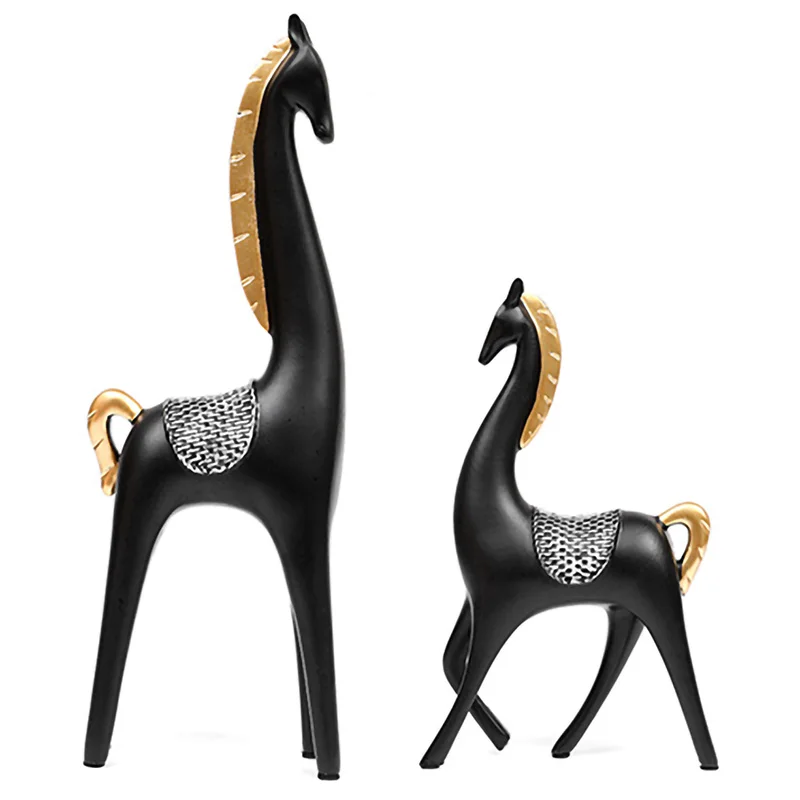 

Nordic Simplicity A Pair Of Horses Ornament Creativity Resin Crafts Home Living Room Tv Cabinet Bedroom Desktop Animal Ornaments