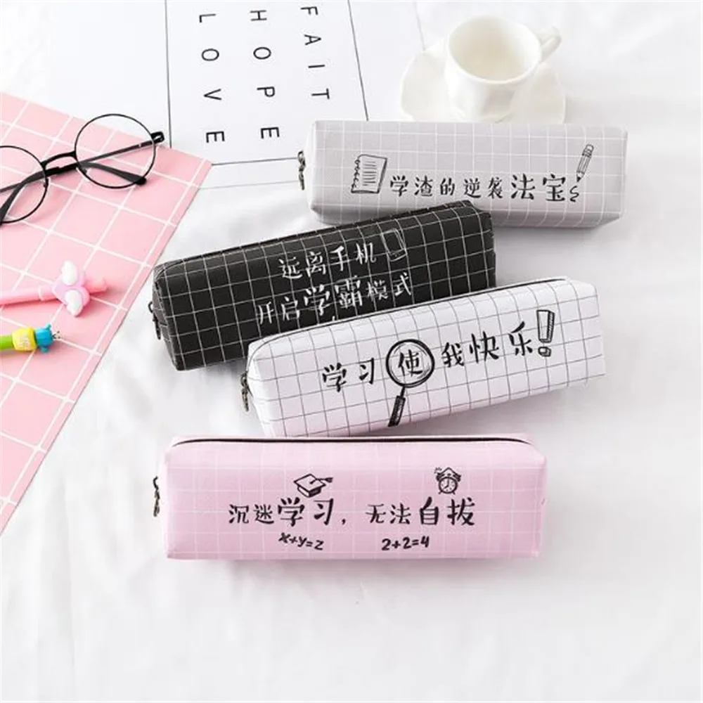 Kawaii простые китайские трендовые слова ручка сумка коробка для детей подарок косметическая канцелярская сумка для школьных принадлежностей