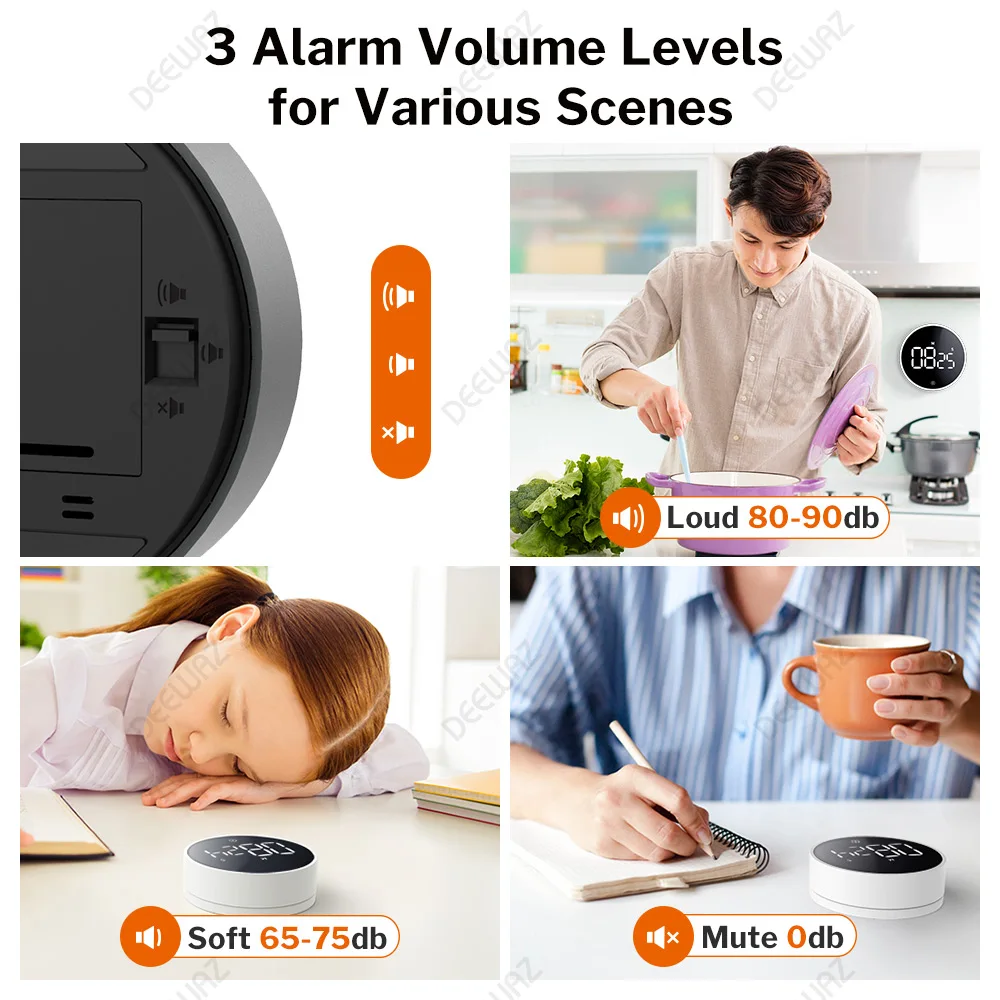 DEEWAZ Multifunctional Magnetic Digital Timer for Kitchen Cooking Baking  Study Stopwatch Alarm Mechanical Counter Time Clock