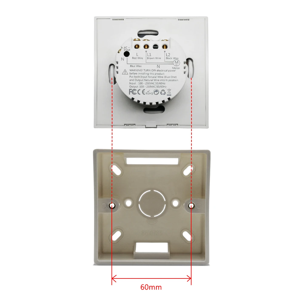 8686mm Wall Mounted Junction Box for Curtain Blind Switch White Color Installation Box for QCSMART WiFi Curtain Switch-4