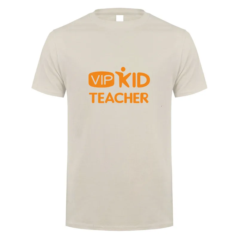 Midnite/Модная Vipkid футболка для учителя; летние хлопковые футболки с короткими рукавами; мужские футболки; топы - Цвет: Sand