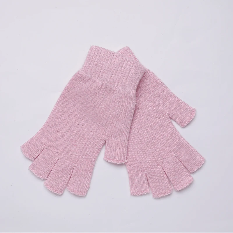 18Pink Sparsil мужские и женские кашемировые перчатки с половинными пальцами короткие шерстяные вязаные митенки зимняя теплая шапка унисекс шерстяные эластичные перчатки без пальцев - Цвет: 18Pink