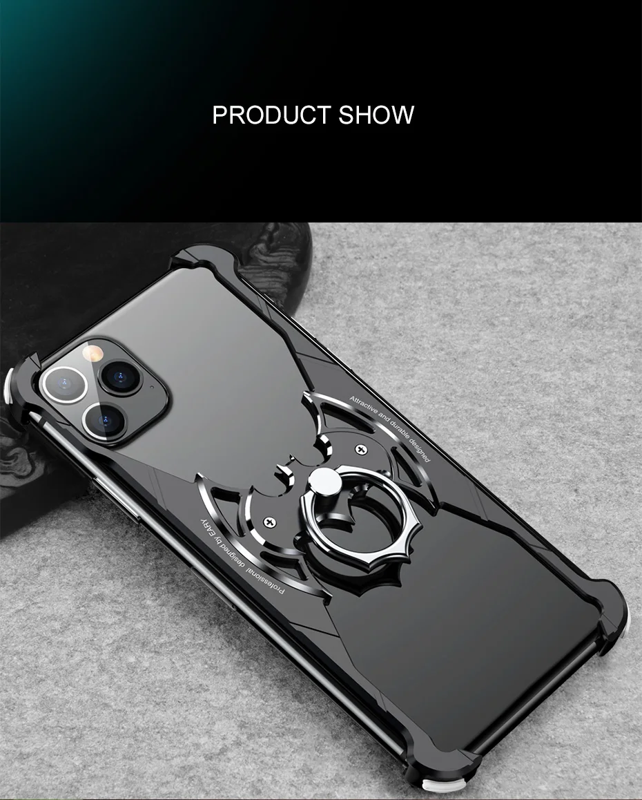 OATSBAS в форме летучей мыши Роскошный металлический чехол для Iphone 11 11pro чехол 360 градусов Полная Защита задняя крышка для Iphone 11 pro max
