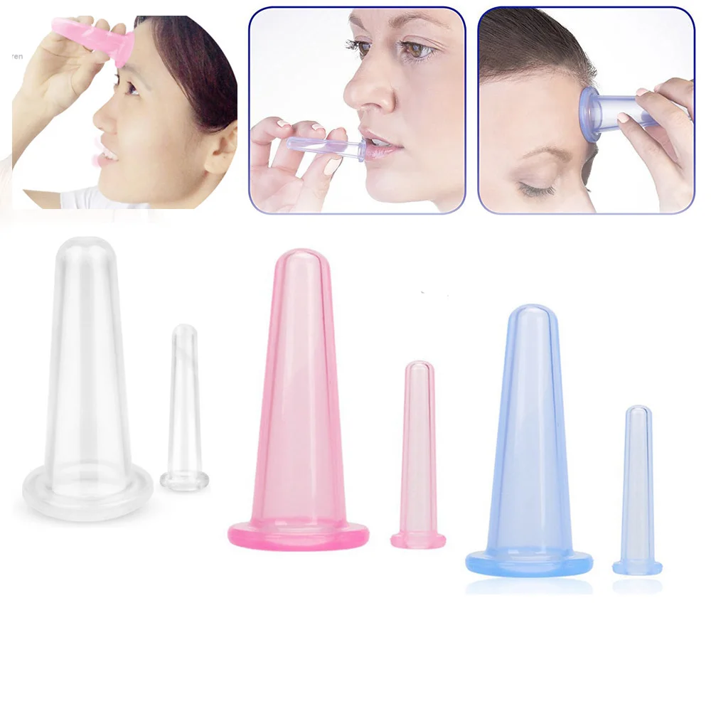 2pcs Silicone Vacuum Cupping Cans Suction Cup Face Massage Cup for Face Neck Massage Cans Health Care Tool Cellulite