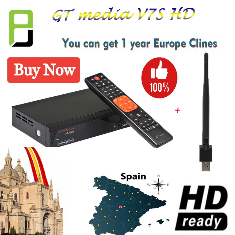 

Tv-Receiver Support Cline Satellite-Decoder Gtmedia V7s Freesat V7 Europe DVB-S2 Spain HD Digital Receptor 1 Year Cline CCCAM