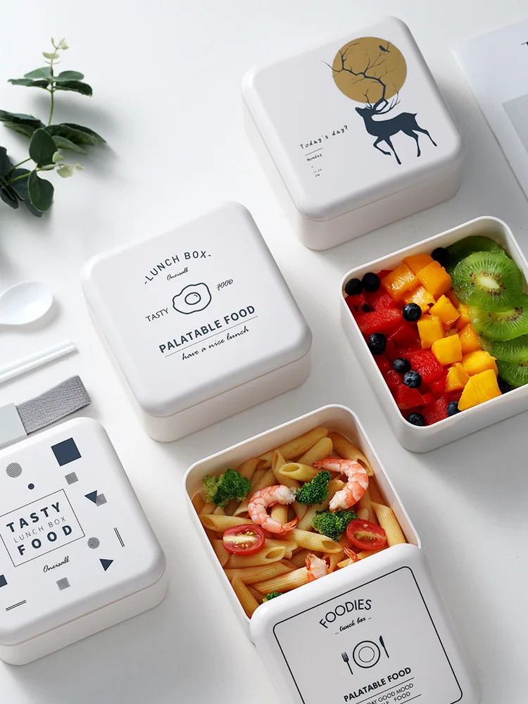 Л двухслойный простой комплект ланч-бокса для фитнеса потеря веса с едой салата