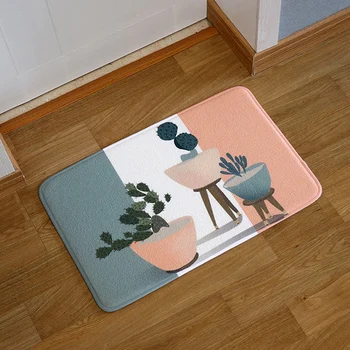 

Nordic Green Plants Floor Mat Bathroom Non-Slip Mat Bedroom Door Mat Welcome Carpet Bath Toilet Rugs Cartoon Foot Pad Accessori