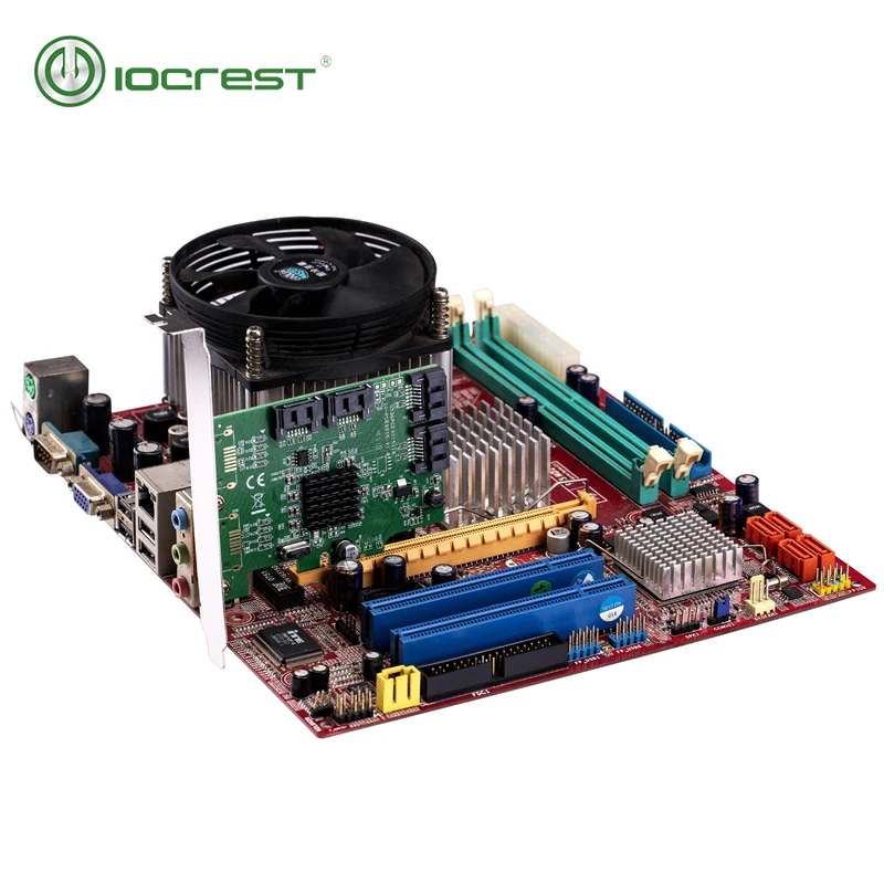 IOCREST PCI-e 4 порта 6G SATA III 3,0 контроллер карты Marvell 88SE9215 не raid pcie 2,0x1 плата расширения низкопрофильный кронштейн